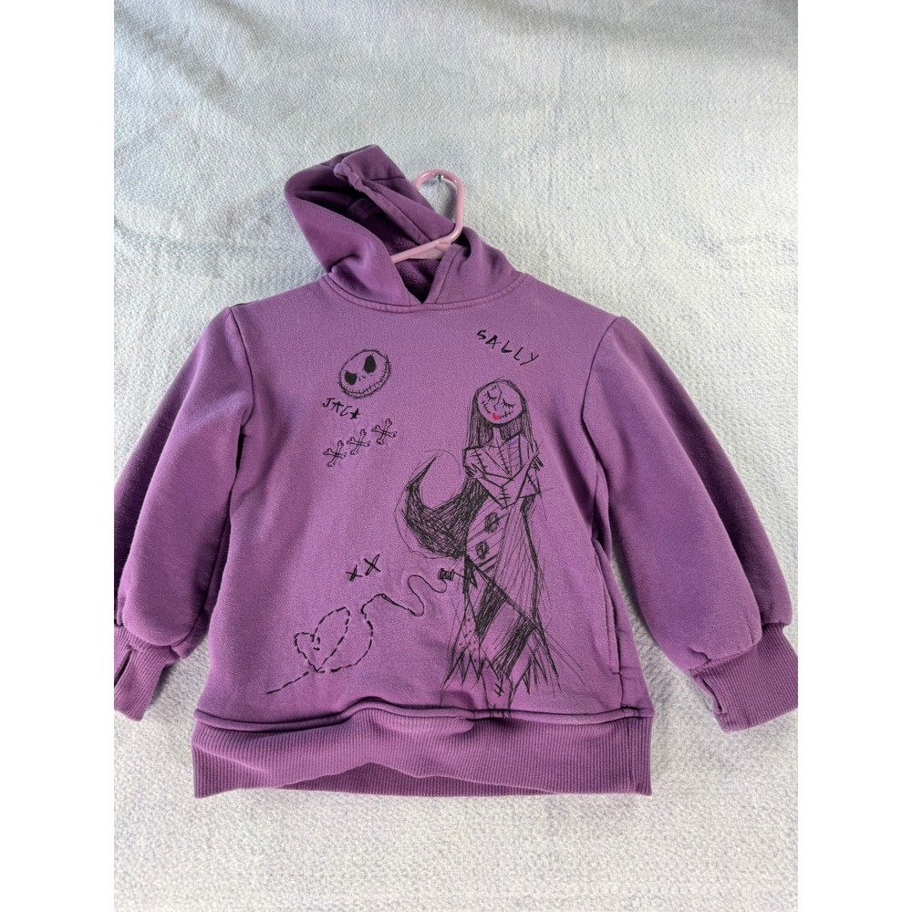 Disney Nightmare Before Christmas Purple Jack & Sally Sketch Hoodie Kids Small